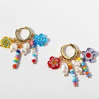 colorful pearl resin beads tassel hoop earrings for women 2021 new jewelry bohemian cute oorbellen