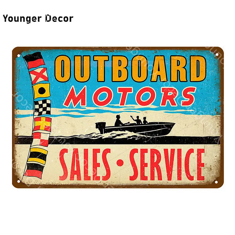 Подвесные моторы сервис продаж винтажный металлический постер Настенный декор
