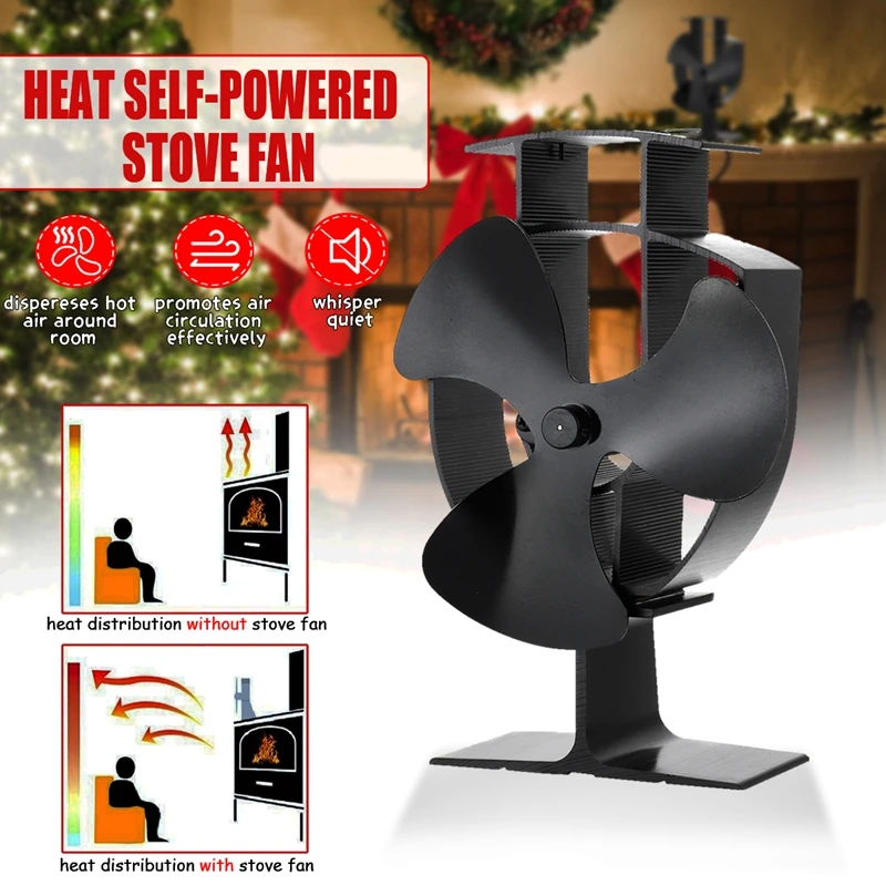 

3 Blade Stove Fan Heat Self-Powered Wood Burner Stove Fan Burner Fireplace Ecofan Heat Ultra Distribution Quiet Efficient Tool