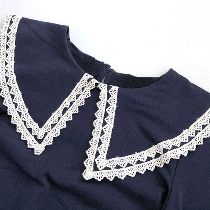 Back To School Clothing 100% Cotton Fall Dress For Girl Petal Sleeve Big Kids Dresses Blue 2019 Autumn Child Fashion | Детская одежда и