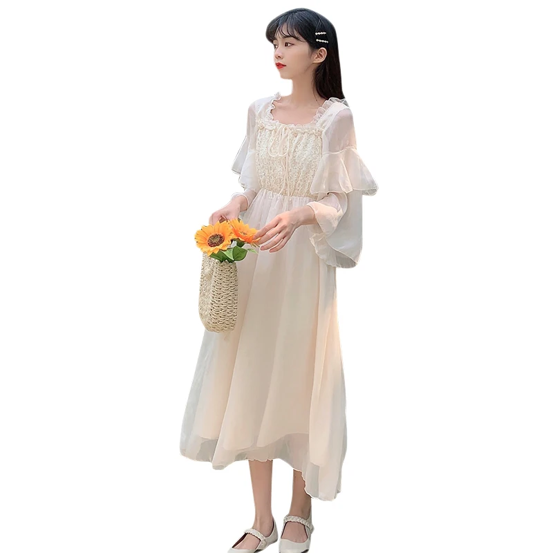 

Fairy Super Mori Dress Long Skirt Women's Summer 2021 New French Sweet Fairy Dress Floral Skirt
