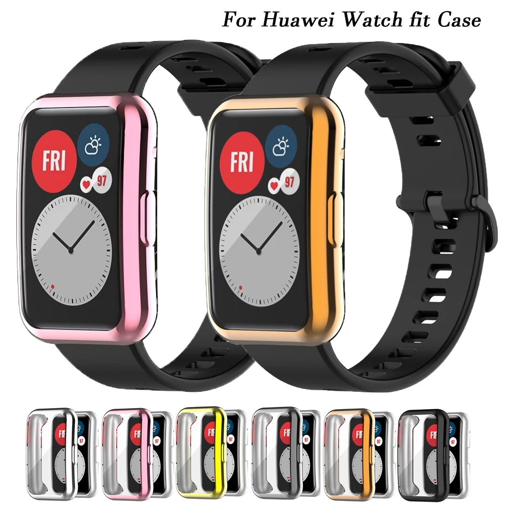

Plated Cover For Huawei Watch fit Case Smartwatch Accessories TPU Bumper All-Around Screen Protector Huawei Watch fit watchcase