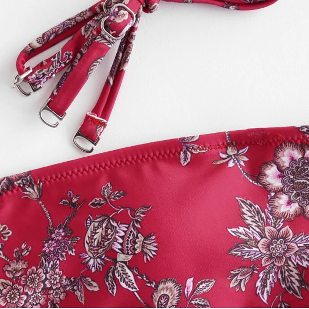 

Flower Print Tube Top Bikini set Female Bather White Floral Swimsuit Sexy Brazilian Bathing Suit Push Up Swimming Women Swimwear