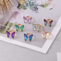 new polychrome crystal butterfly ring fashion popular temperament sweet romantic female jewelry girl wedding gift