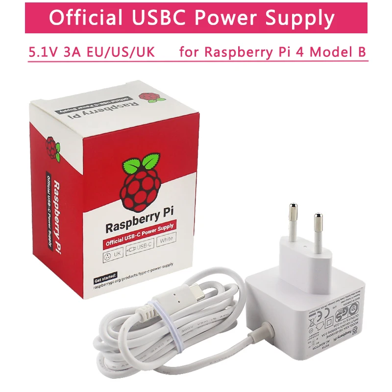 Raspberry Pi 4 Официальный USB C Мощность адаптер переменного тока 5 1 В 3A Питание m 18 AWG