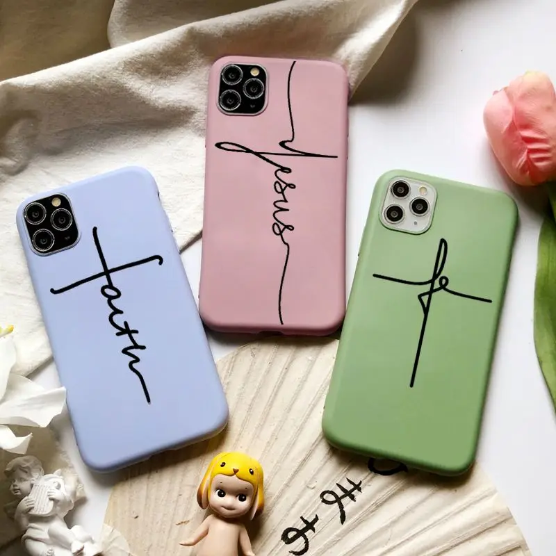 

Faith Christian Religious Jesus text art Soft Silicone phone Case for iphone 13 11 12 Pro Max XS XR 8 7 6 6s Plus Cover Coque
