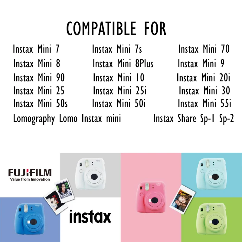 Пленка Fujifilm instax mini 11 9 8 10 100 листов белая 3 дюйма широкая пленка для мгновенной