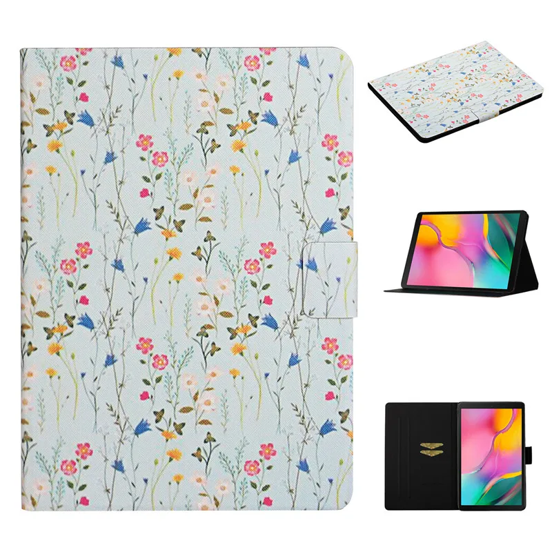

Tablet Case For Funda Samsung Galaxy Tab A 10.1 SM-T510 T515 Floral Print Leather Stand Cover For Samsung Tab A 10.1 2019 Case