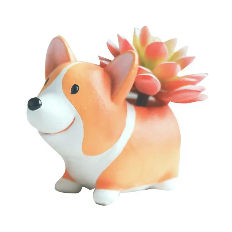 Прекрасный цветочный горшок Corgi украшения из смолы суккуленты растения