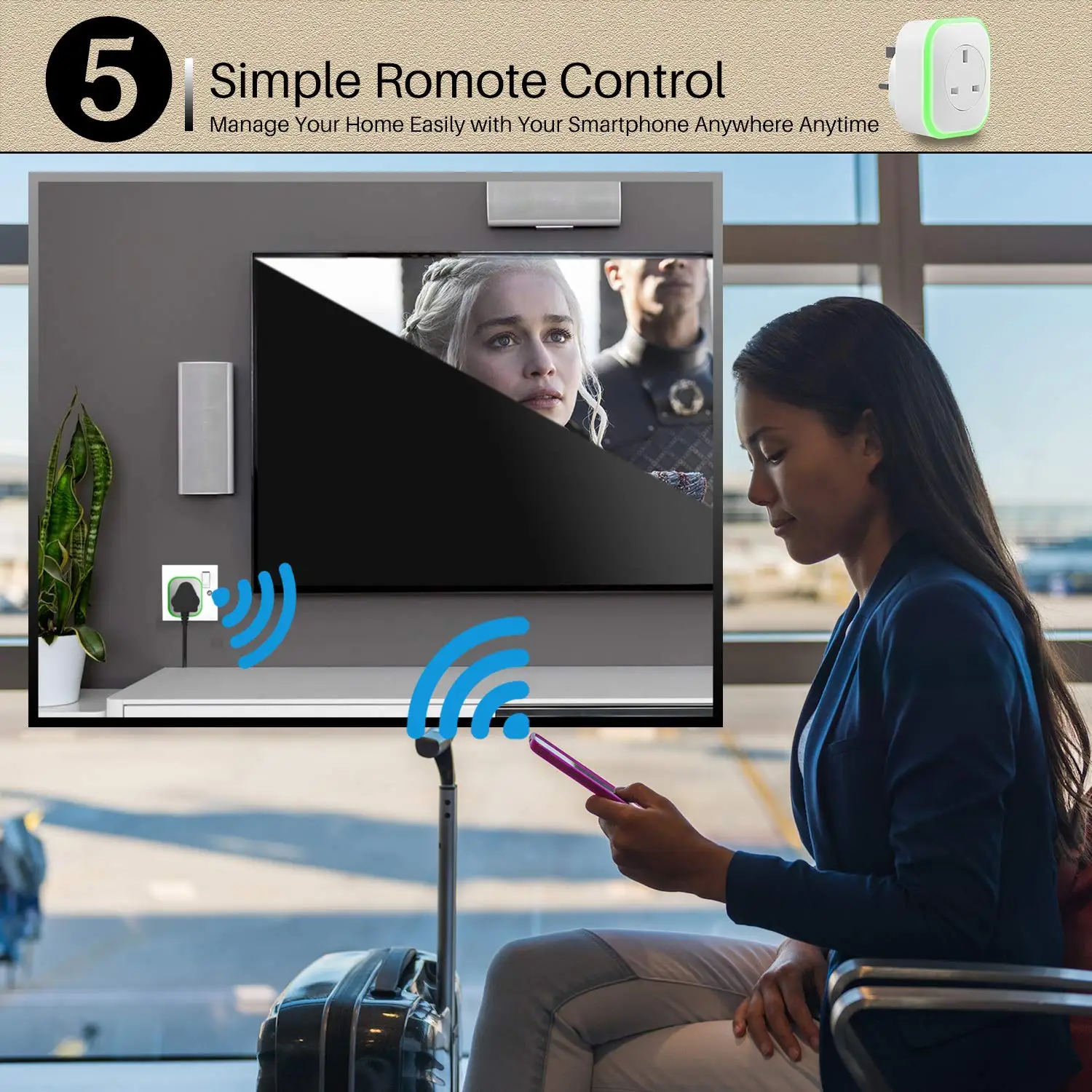 Wi Fi Smart Plug Мощность розетки с ночной Светильник Мини Переключатель UK голос