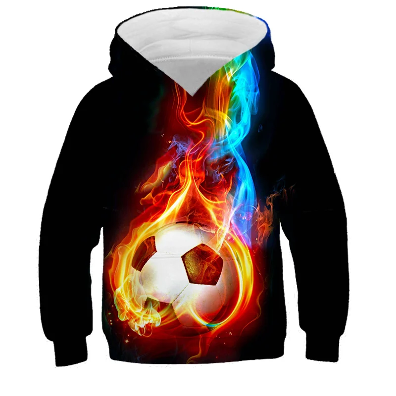 

2021 Fall kids Space Galaxy 3D Football Hoodie Fire Football Painted Print Boys and Girls Sweatshirt Kids Fashion Pullover