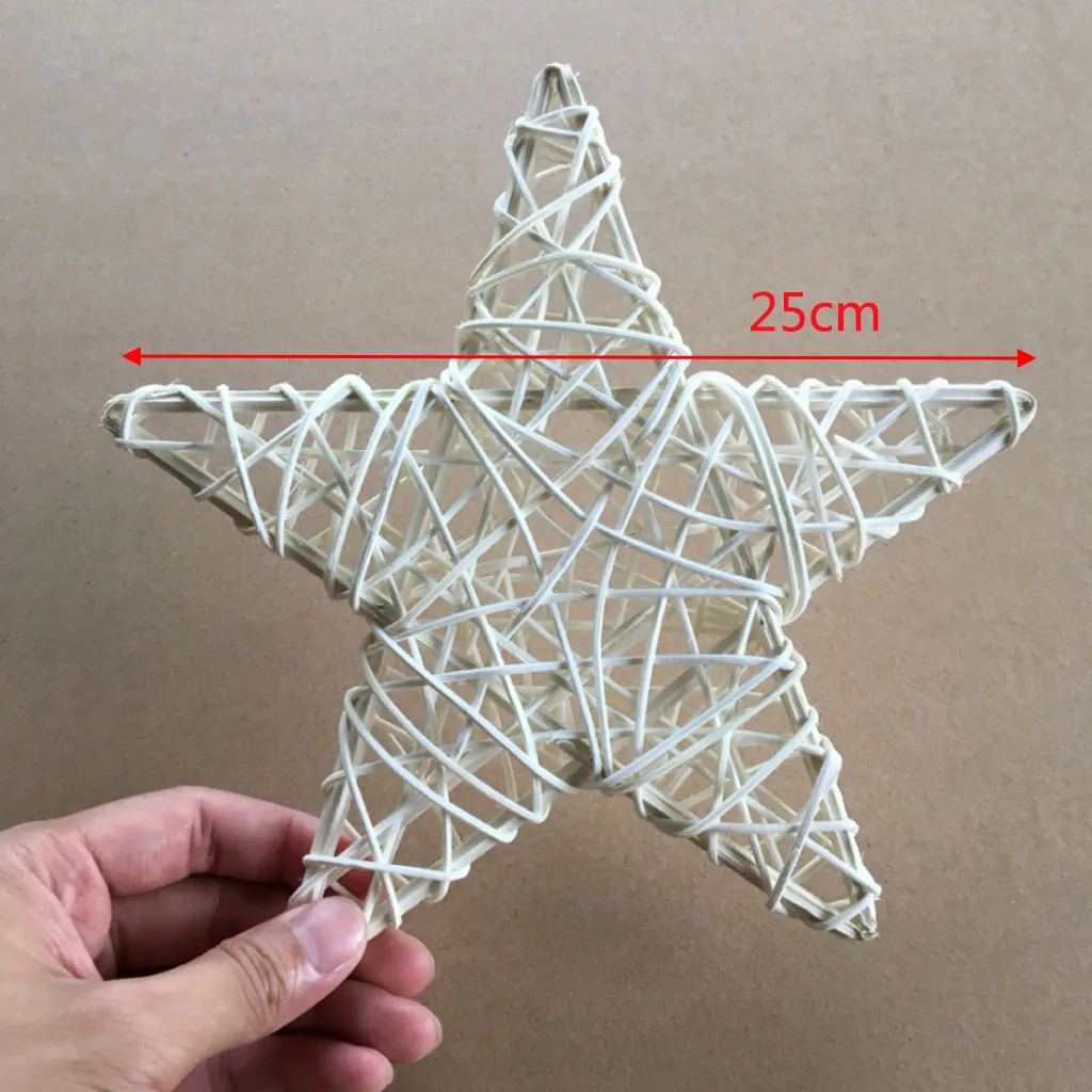Star 25cm Белая звезда круглая форма венок из ротанга лоза цветок венок гирлянда на Рождество год Свадьба Вечеринка домашняя дверь DIY Украшение - Цвет: Star 25cm