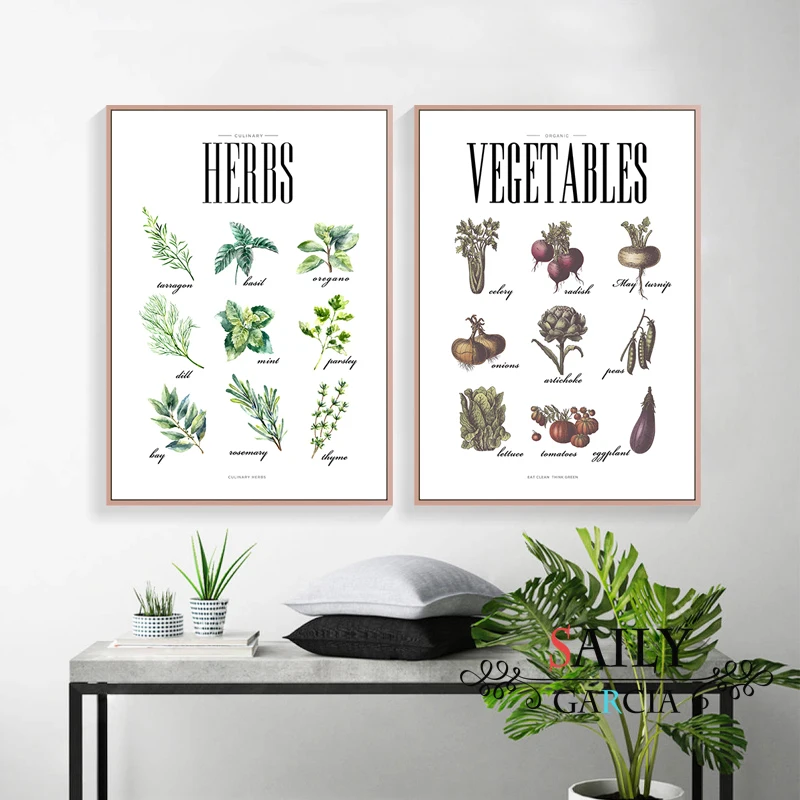 

Nordic Minimalist Herbs Vegetables Canvas Art Painting Hd Print Home Decoration Posters Wall Pictures For Living Room Home Decor