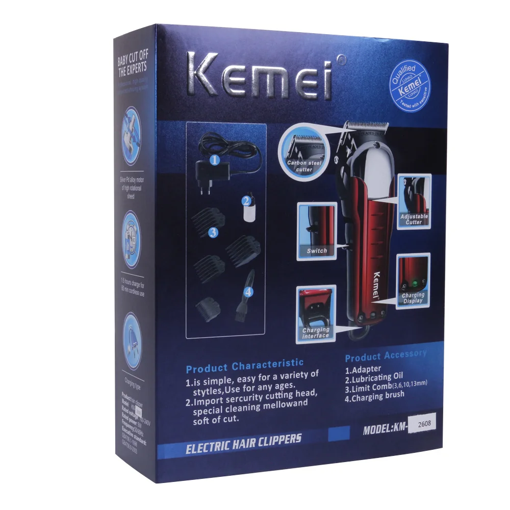 Kemei, профессиональный триммер для волос, мощная электрическая машинка для стрижки волос, бритва, машинка для бритья волос, машинка для стрижки бороды, электрическая бритва