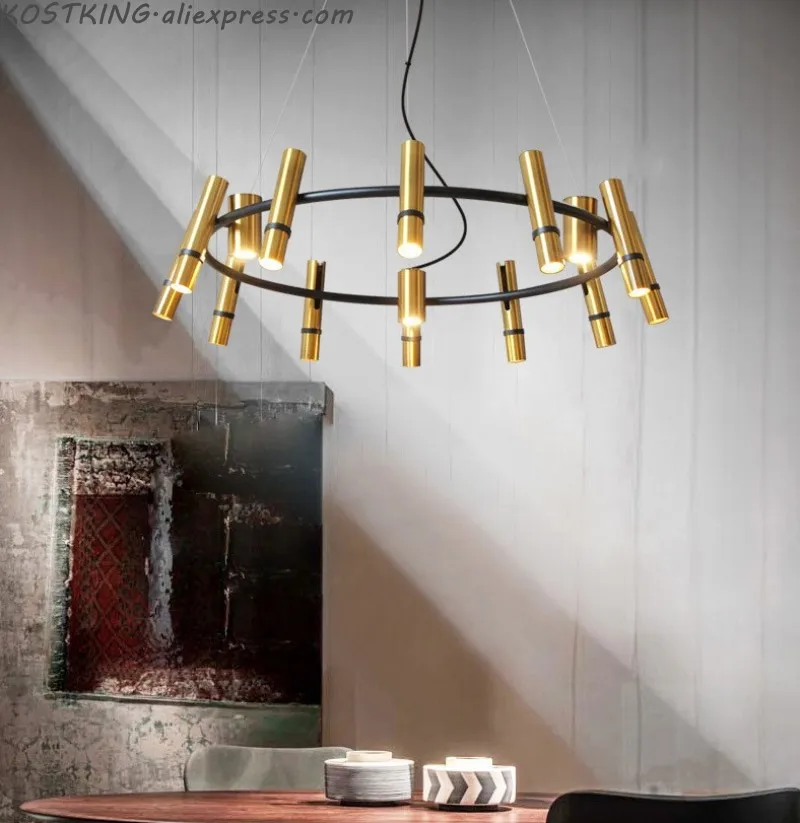 

Modern brozen Spotlight Chandelier Lighting Nordic Designer Chandeliers Ceiling for Living Room Bedroom shop LED hang lamp