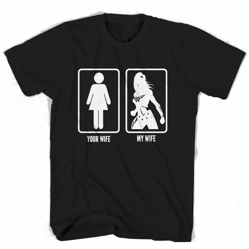 Новая футболка с надписью My Wife Wonder Woman Man размер США S M L XL 2XL 3XL Ha1 Мужская одежда