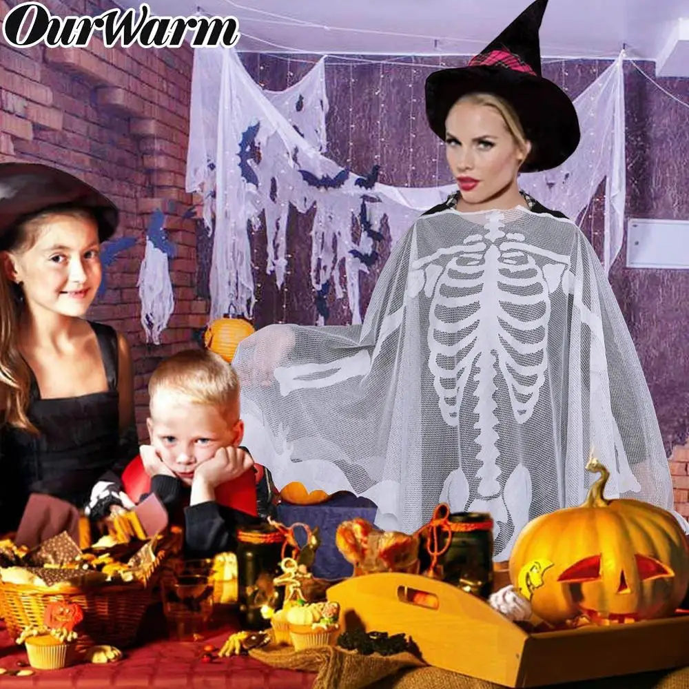 OurWarm 60x60 дюймов костюм для хеллоуина кружевное призрак страшно &quotскелетная&quot