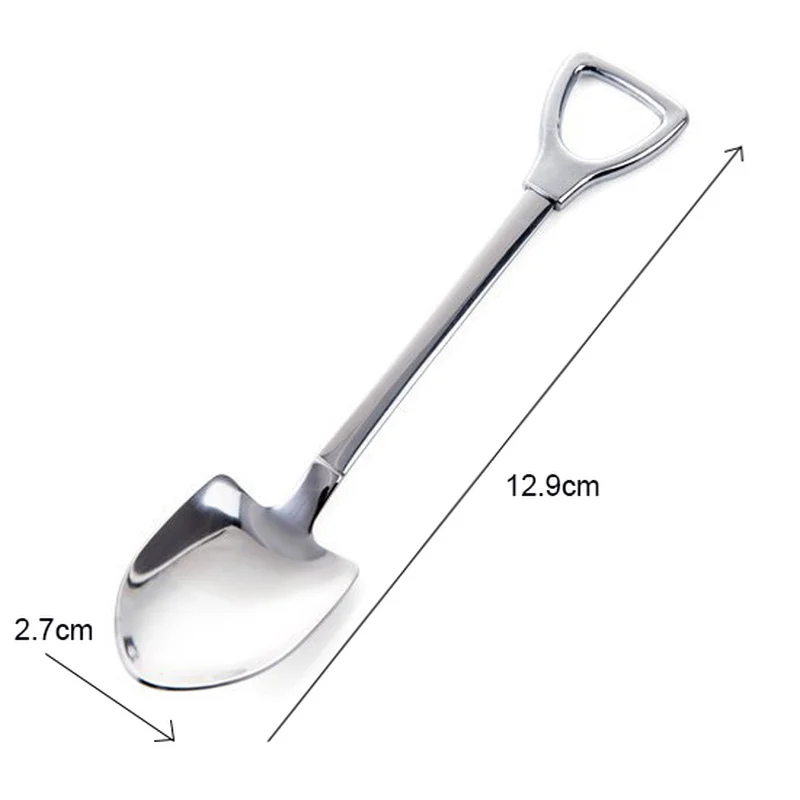 

Creative Shovel Coffee Spoon Stainless Steel Shovel Shape Dessert Spoon Fruit Watermelon Ice Cream Cake Spoons Kitchen Tableware