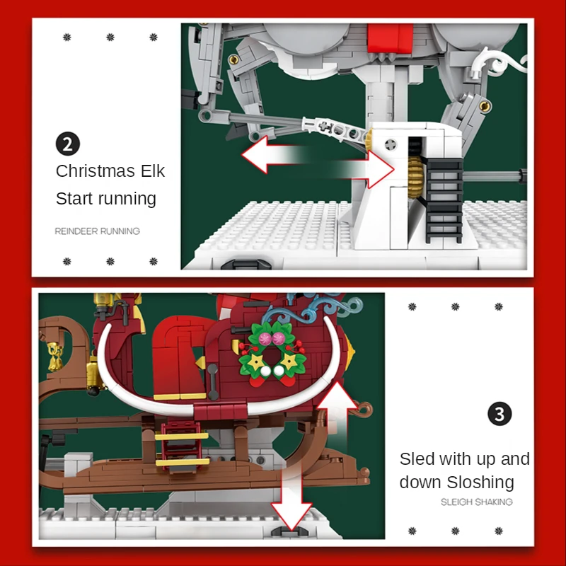 Строительные блоки: город Рождество зима деревня дом Санта-Лоси MOC Street View