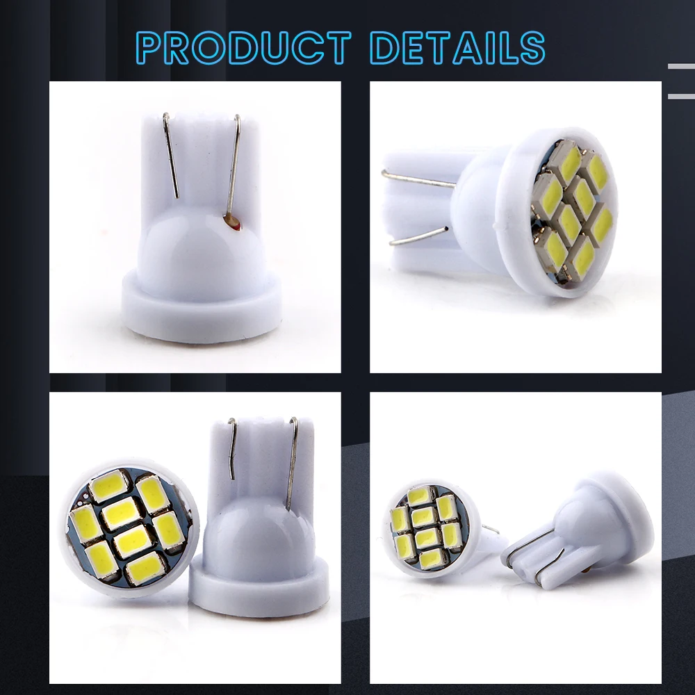YM E-яркий 100 шт. T10 W5W 1206 8 SMD 6V 6 3 V AC DC Светодиодный светильник бесполярности 194 168
