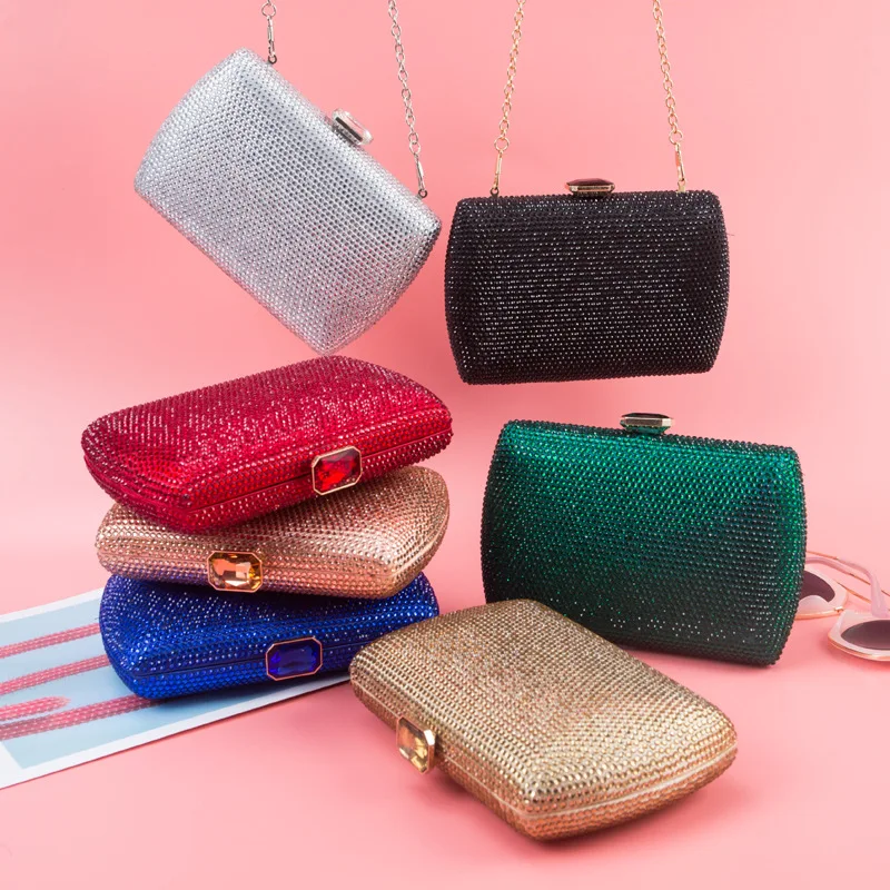 

Mixed Color Crystal Wedding Chain Shoulder Handbags New Design Day Clutch Party Dinner Dress Gift Evening Bags
