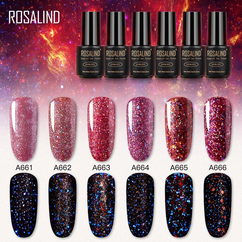 Блестящий Гель-лак для ногтей ROSALIND с красными бриллиантами Полупостоянный УФ-лак
