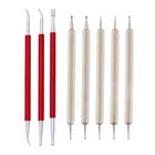 8 шт.компл. инструмент для работы с кожей, точка моделирования, стилус, инструмент для резьбы, ложка, шарики, рельефное резьбовое лезвие, инструмент для прессования