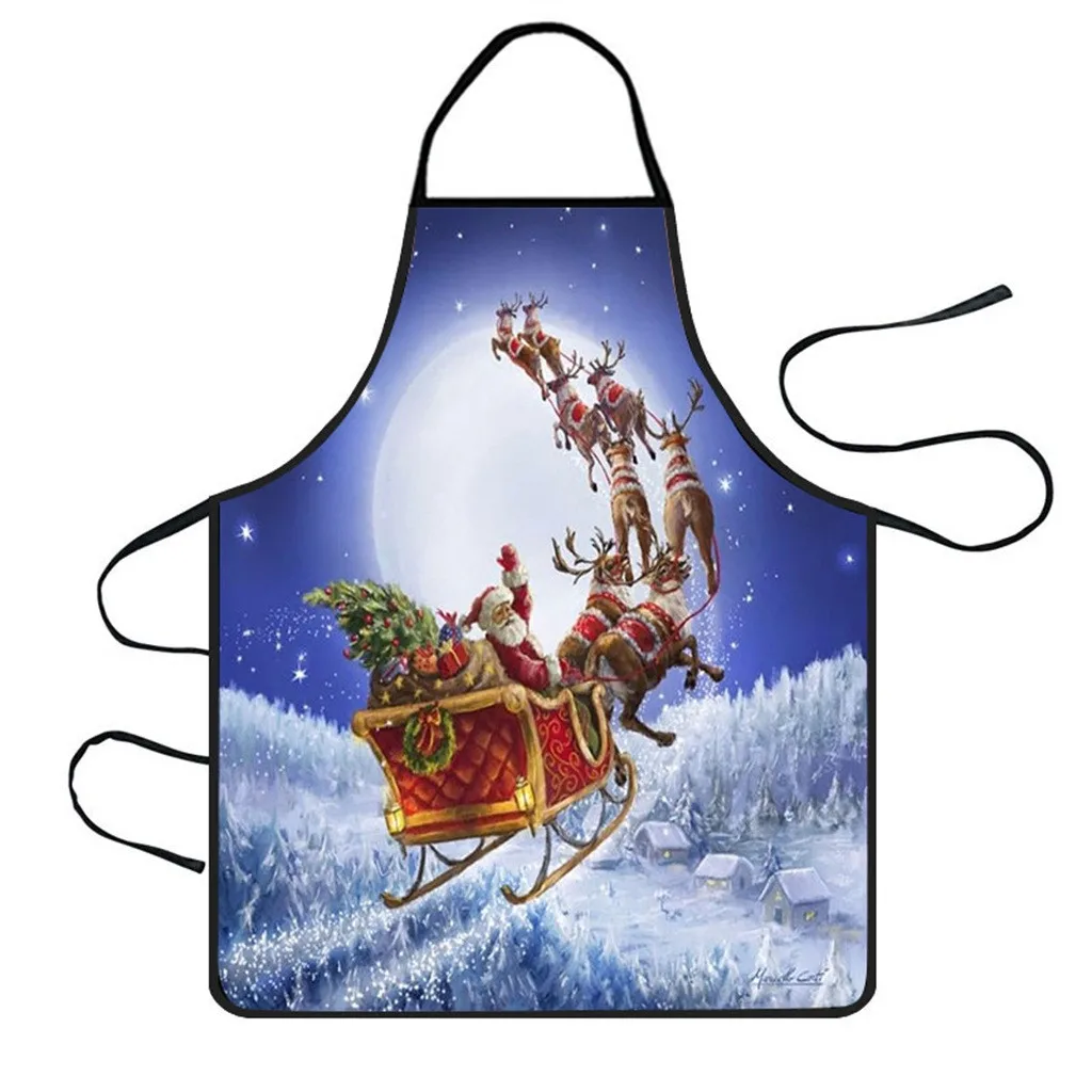 D Christmas Decoration Waterproof Apron Kitchen Aprons Dinner Party Apron Woman Pinafore Cooking Baking Party Cleaning Aprons - Цвет: D