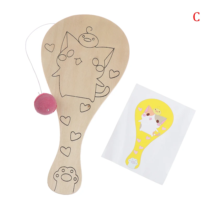 

Painting Graffiti Toys DIY Racket Wooden Toy For Children Manual Painting Pat Ball Kids Educational Handmade Game Arts Crafts