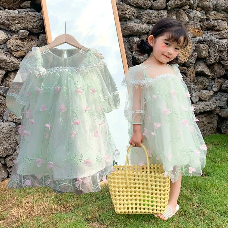 Детские платья для девочек летнее светло-зеленое вечерние жевное платье на