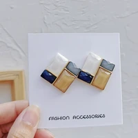 s925 needle individual character fashion jewelry stud earrings geometry square high quality resin earrings women jewelry gifts