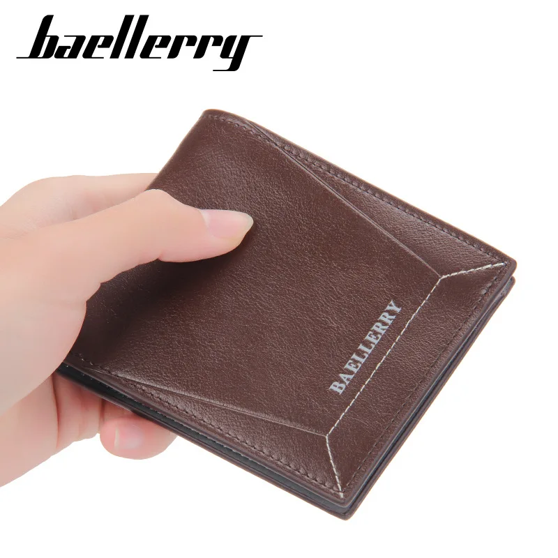 

Baellerry 2021 New Solid Color Leather Short Male Wallet Multi-card Site Horizontal Open Fashion Men Purse carteira masculina