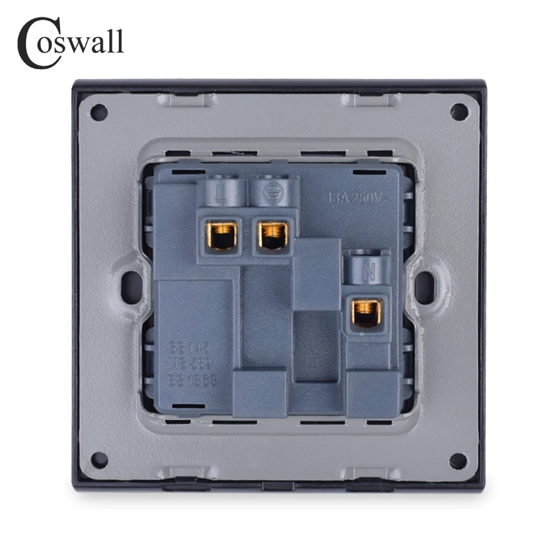 Панель из нержавеющей стали COSWALL 13 а штепсельная розетка британского стандарта с