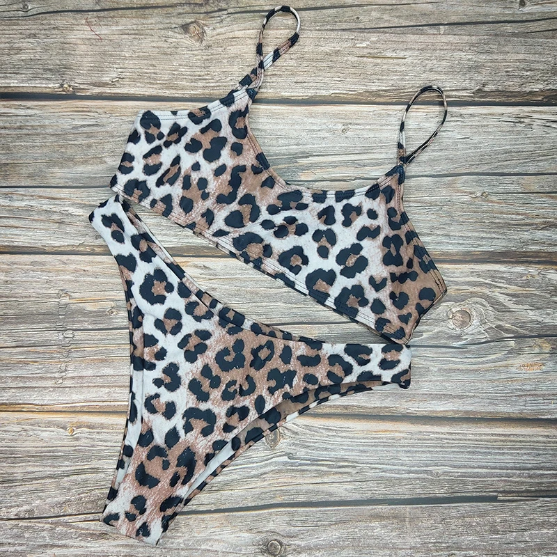 Купальник бикини женский с низкой талией пикантный купальник леопардовым