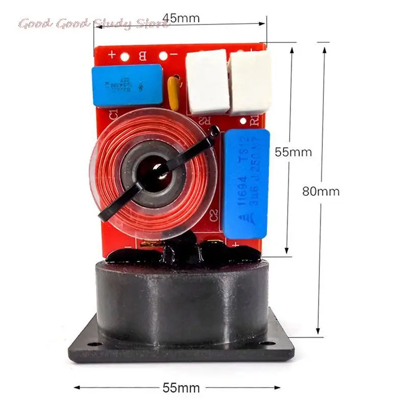 

80W 2 Way Hi-Fi Speaker Frequency Divider Crossover Filters with Junction Box