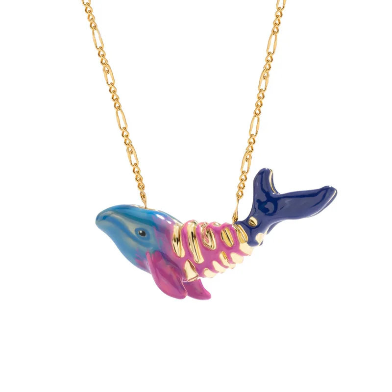 

Hand-painted Enamel Color Whale Necklace European and American Necklace Female Hand-painted Enamel Niche Design Clavicle Chain