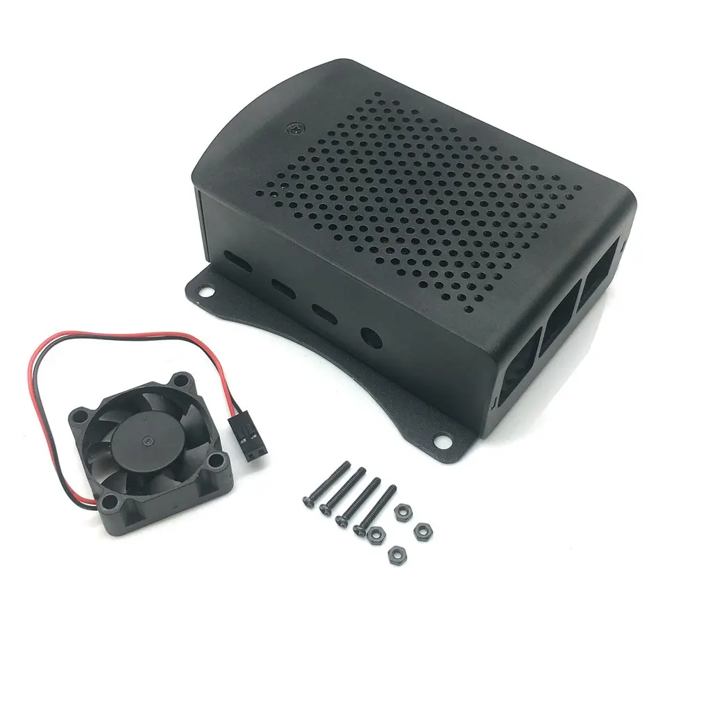 Для Raspberry Pi 4B алюминиевый корпус черный металлический корпус коробка с вентилятором черный корпус для RPI 4 Модель B RPI 4B чехол