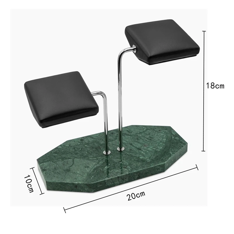 

Marble Base Gold Support Rod Watch Stand Display Stand Black PU Leather Double Watch Jewelry Storage Rack