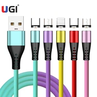 ugi 2a fast charging magnetic cable led type c micro usb c charger liquid silicone for ios iphone ipad huawei samsung tablets 1m