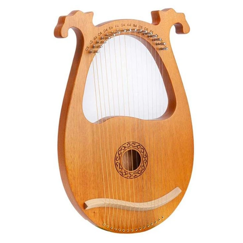 

Lyre Harp,16 Wooden String Harp Solid Wood Mahogany Lyre Harp with Tuning Wrench for Music Lovers Beginners