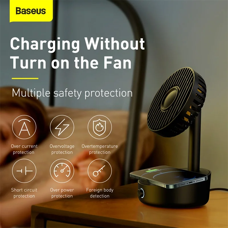 Вентиляторы Baseus Mini USB вентиляторы охлаждения беспроводное зарядное устройство 10