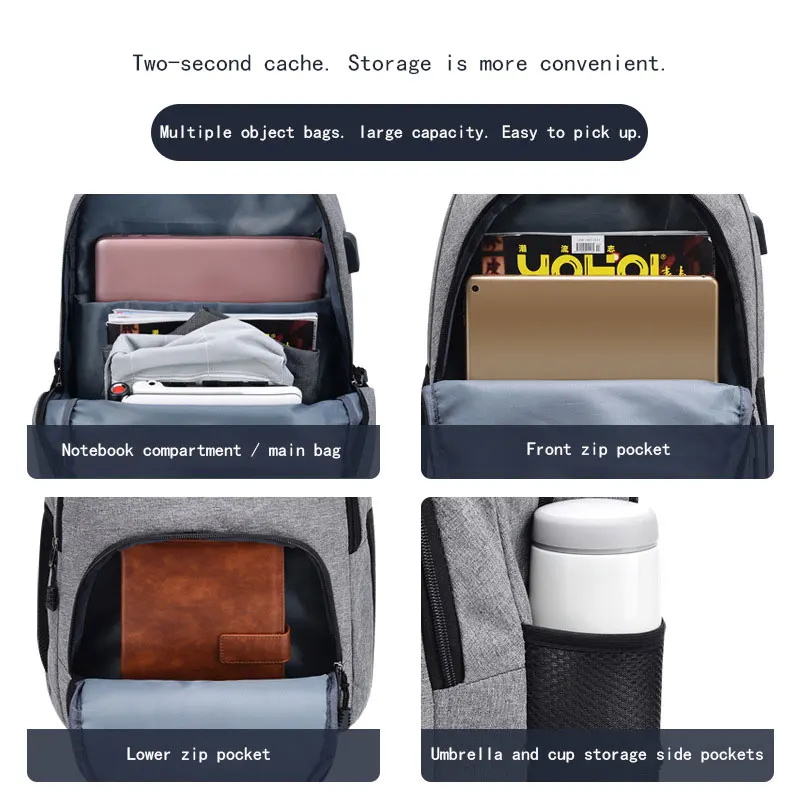 Модный рюкзак мужская сумка повседневный для путешествий USB зарядное устройство