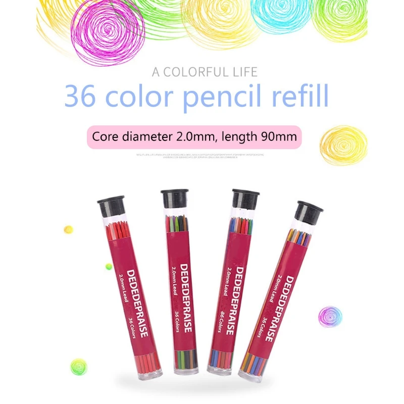 

G92E 36 Colors 2.0mm Mechanical Pencils Set Writing Drawing Pencils Refill Leads Stationery School Office Supply