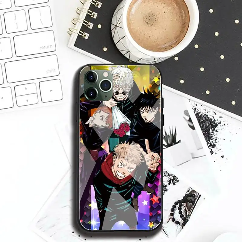 anime jujutsu kaisen phone case tempered glass for iphone 12 pro max mini 11 pro xr xs max 8 x 7 6s 6 plus se 2020 case free global shipping