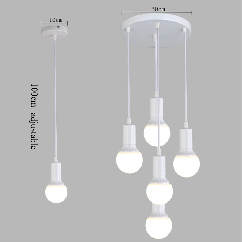 Современные Люстры черно-белого цвета в стиле лофт Регулируемая лампа Эдисона