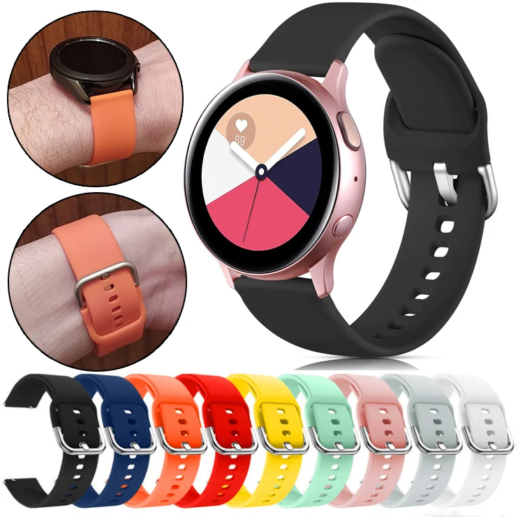

20Mm 22Mm Siliconen Band Band Voor Samsung Galaxy Watch3 Gear S3 42Mm 46Mm Actieve 2 40mm 41 45Mm Voor Huami Xiaomi Amazfit Gt