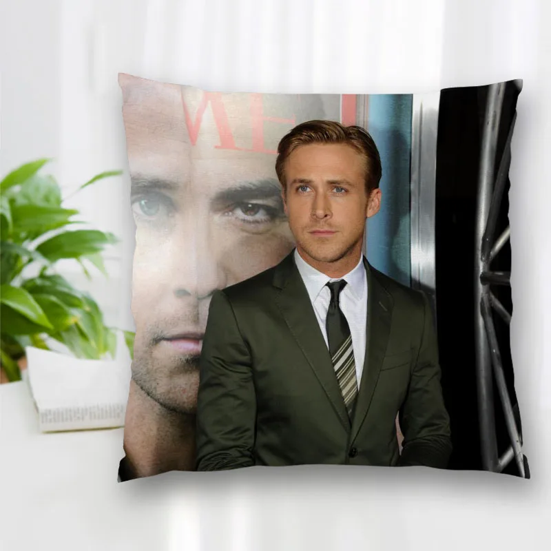 Custom Ryan Gosling Actor Pillow Slips Polyester Decorative Pillowcases Zipper Case Pillowcase Cover Square 40x40cm | Дом и сад