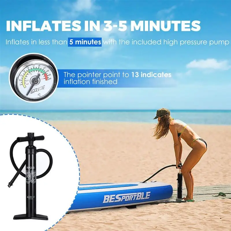 

Inflatable Paddle Board Board SUP W Stand-Up Paddle Board Accessories Backpack Paddle Pump Non-Slip Deck Waterproof Backpack