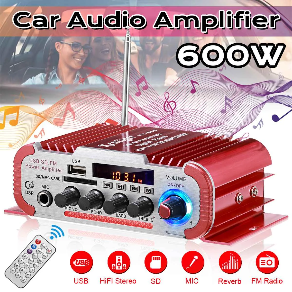 

HY60 600W 12V/220V 2.0CH автомобиля Hi-Fi аудио усилитель ЖК-дисплей Дисплей ClassD Мощность усилитель радио автомобиль дома Динамик микрофона цифровой FM р...