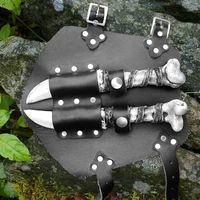 assassin hunter larp throwing knife vambrace set leather arm armor for cosplay punk bracer with dagger holder wrist blade sheath